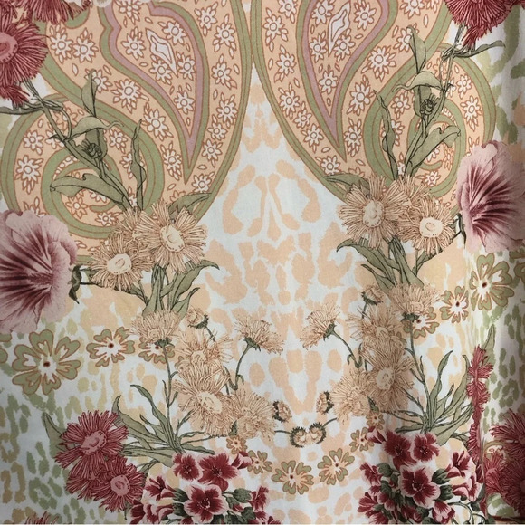 Soft Surroundings Tunic Floral Large Multicoloured Short Sleeves Pleated Blouse - Picture 3 of 10